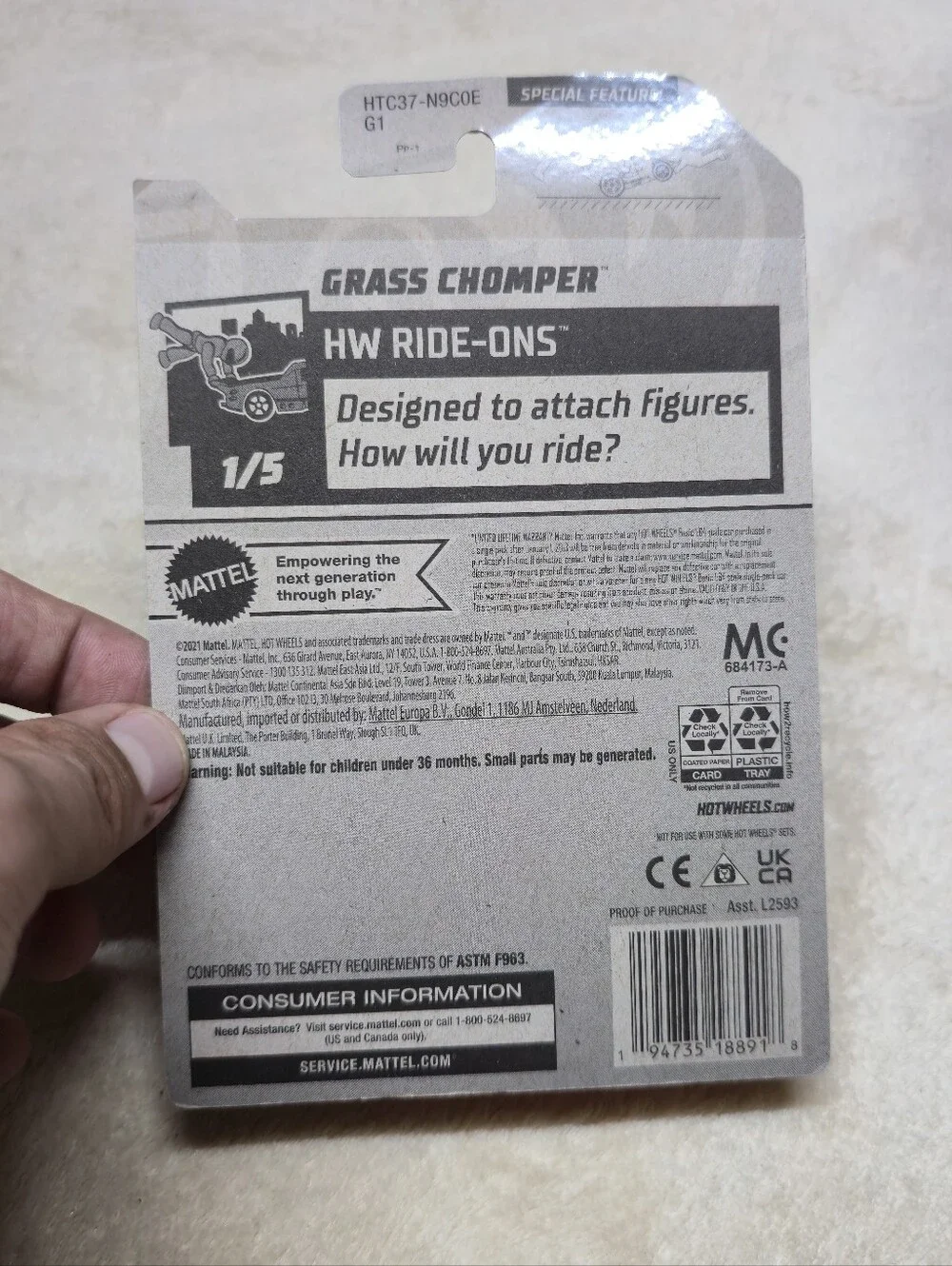 Hot Wheels - 2024 HW Ride-Ons 1/5 Grass Chomper 93/250 (BBHTC37)